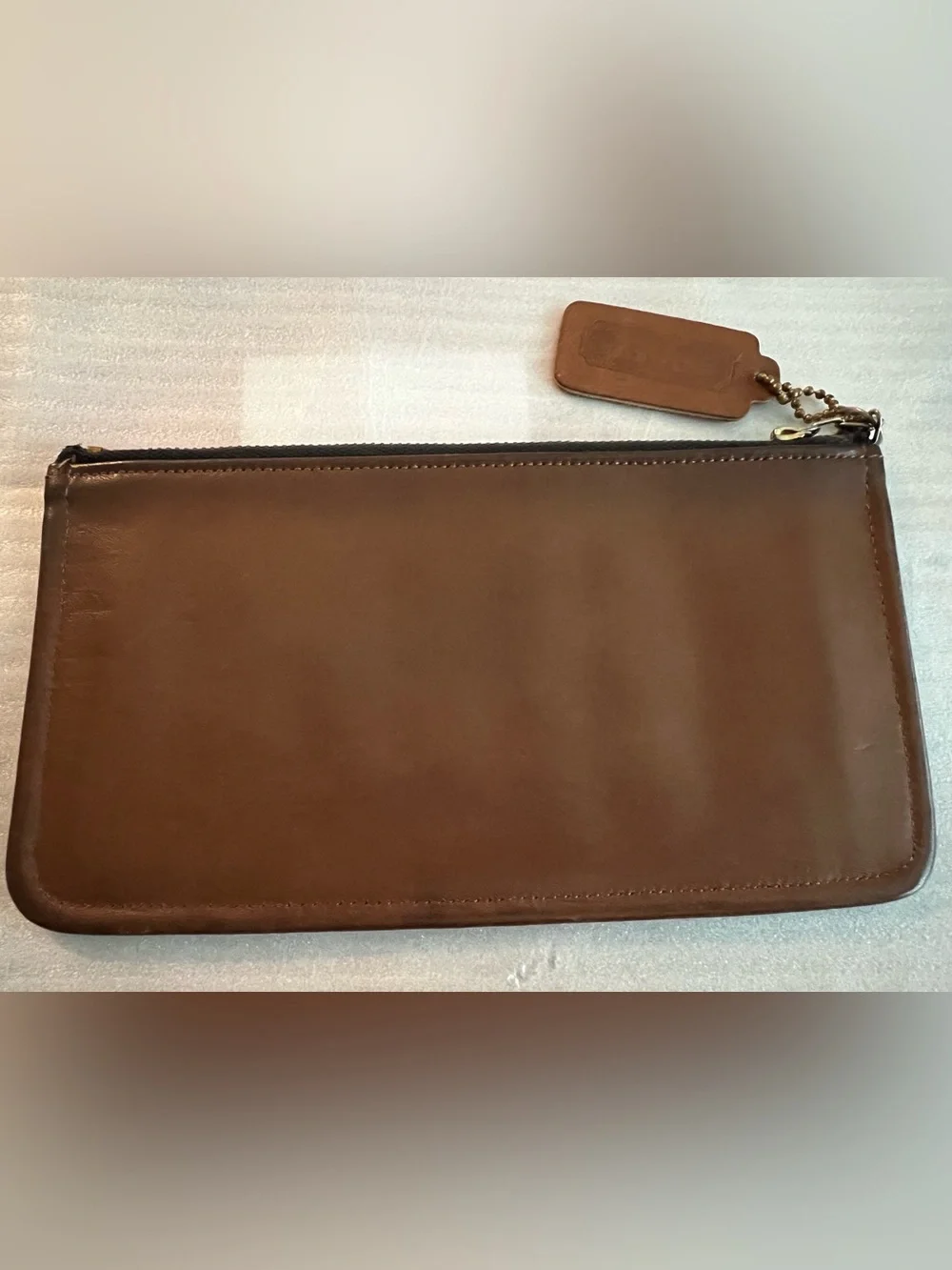 Coach vintage Tabac leather Skinny Make-Up cosmetic bag purse pouch
